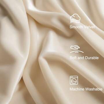 Lazzzy Beige Velvet Curtains Thermal Insulated Curtains 96 Inch Long Room Darkening Heavy Duty Soft Luxury Cream Velvet Curtains Drapes for Bedroom Window Treatment 2 Panels Rod Pocket Beige