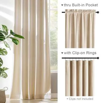 Lazzzy Beige Velvet Curtains Thermal Insulated Curtains 96 Inch Long Room Darkening Heavy Duty Soft Luxury Cream Velvet Curtains Drapes for Bedroom Window Treatment 2 Panels Rod Pocket Beige