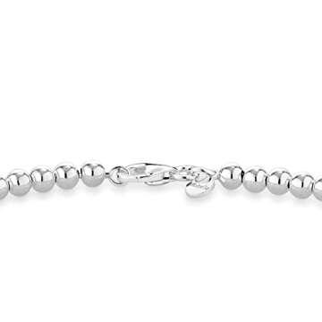 Miabella 925 Sterling Silver Italian Handmade 4mm Bead Ball Strand Chain Bracelet for Women, Made in...