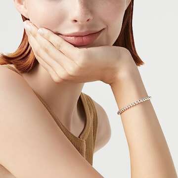 Miabella 925 Sterling Silver Handmade Bead Chain Bracelet