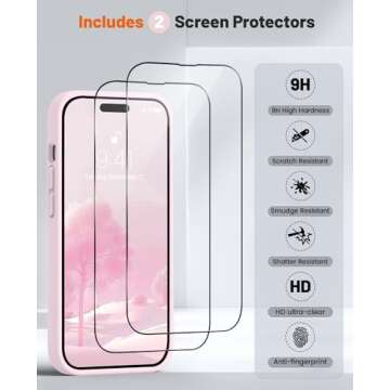 OTOFLY for iPhone 14 Pro Case, Upgraded Silicone 14 Pro Phone Case [2 Pack Screen Protectors][Camera...