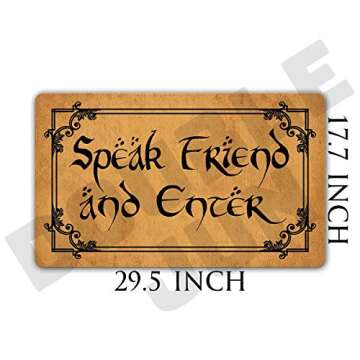 DoubleJun Funny Speak Friend and Enter Entrance Mat Floor Rug Indoor/Front Door Mats Home Decor Machine Washable Rubber Non Slip Backing 29.5"(W) X 17.7"(L)