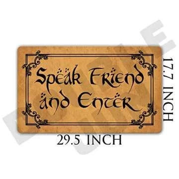 DoubleJun Funny Speak Friend and Enter Entrance Mat Floor Rug Indoor/Front Door Mats Home Decor Machine Washable Rubber Non Slip Backing 29.5"(W) X 17.7"(L)