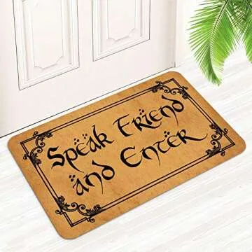 DoubleJun Funny Speak Friend and Enter Entrance Mat Floor Rug Indoor/Front Door Mats Home Decor Machine Washable Rubber Non Slip Backing 29.5"(W) X 17.7"(L)