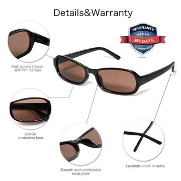 VANLINKER Retro Rectangle Polarized Sunglasses for All