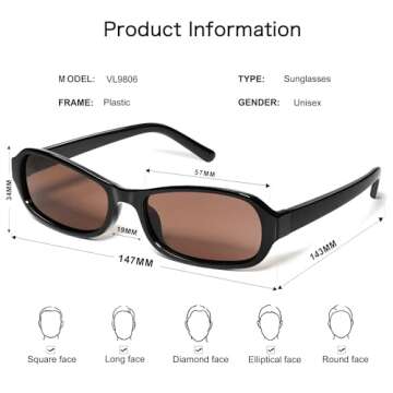 VANLINKER Retro Rectangle Polarized Sunglasses for All