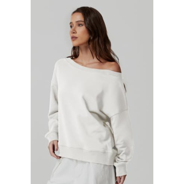 Trendy QINSEN Oversized Off Shoulder Sweatshirt for Women