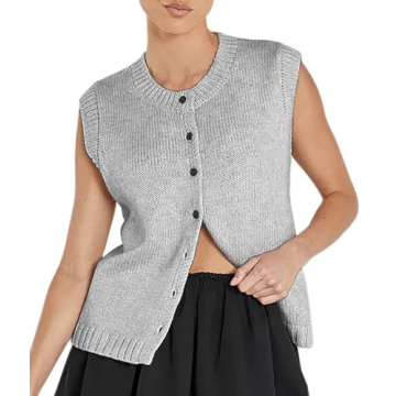 Cioatin Women Summer Knit Sweater Vest 2024 Sleeveless Button Down Cardigan