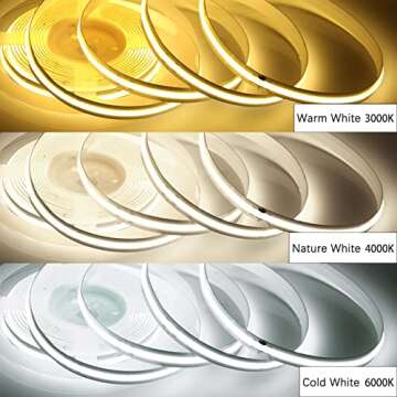 RYE COB LED Strip Lights 4.92ft 6000K Cold White USB Powered for Indoor Outdoor Decor