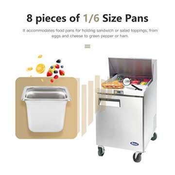 Atosa MSF8301GR 27" Sandwich & Salad Prep Table Refrigerator for Restaurant Hotel Deli Cafeteria | 1...