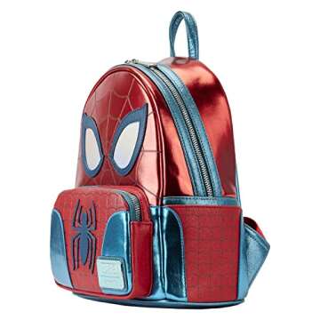 Loungefly Marvel Shine Spider-Man Mini Backpack | Red & Blue Spiderman Bag Standard