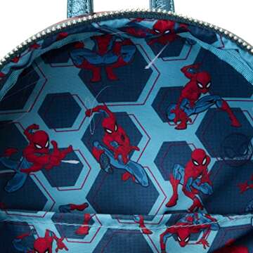 Loungefly Marvel Shine Spider-Man Mini Backpack | Red & Blue Spiderman Bag Standard