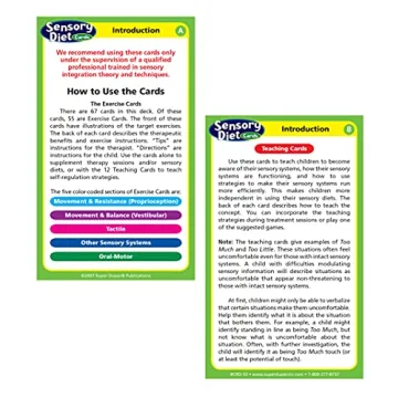 Sensory Diet Behavior Flash Cards for Kids Learning