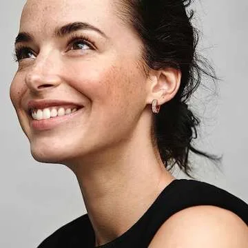 PANDORA Rose Gold Pave Hoop Earrings for Women - with Box