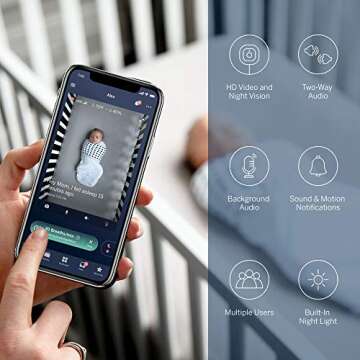 Nanit Plus - Smart Baby Monitor and Floor Stand: Camera with HD Video & Audio - Sleep Tracking - Night Vision - Temperature & Humidity Sensors and Two-Way Audio