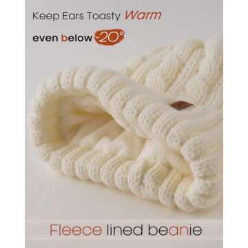 FURTALK Winter Beanie Hat for Women Fleece Lined Faux Fur Pom Pom Hats Womens Warm Thick Knit Skull Cap