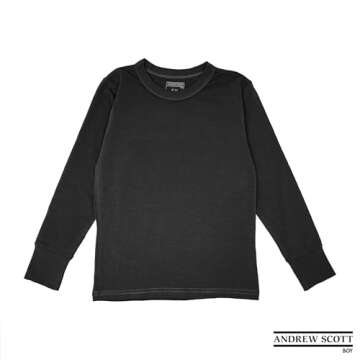 Boys Long Sleeve Performance Tops | Base Layer Cotton Color Shirts