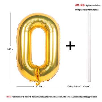 40 inch Gold Number Balloons - Perfect for Celebrations