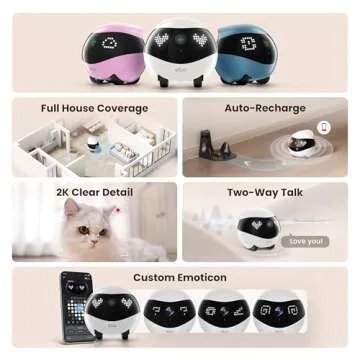 EBO Air 2 Indoor Security Camera Robot: 2K Pet Camera, Movable Home Robot, Custom Facial Expression,...