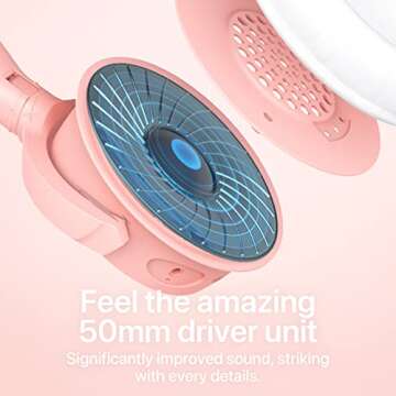 YOWU RGB Cat Ear Headphone 4, Upgraded Wireless & Wired Gaming Headset with Attachable HD Microphone -Active Noise Reduction, Dual-Channel Stereo & Customizable Lighting and Effect via APP (Pink)