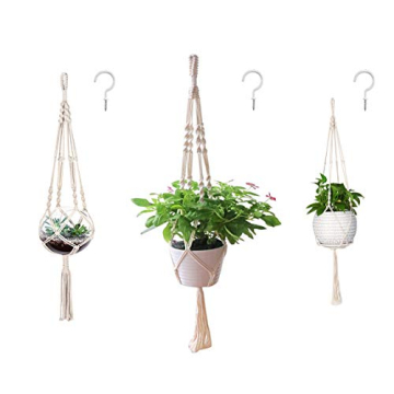 Stylish 3 Pack Macrame Plant Hangers for Indoor/Outdoor
