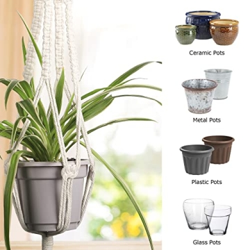 Stylish 3 Pack Macrame Plant Hangers for Indoor/Outdoor