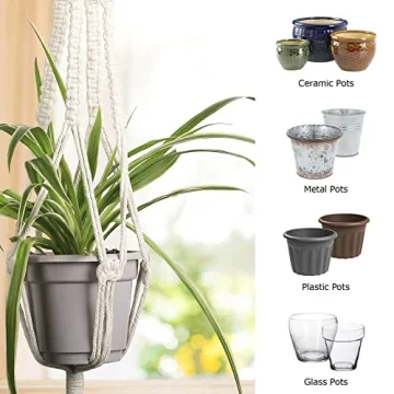 Stylish 3 Pack Macrame Plant Hangers for Indoor/Outdoor