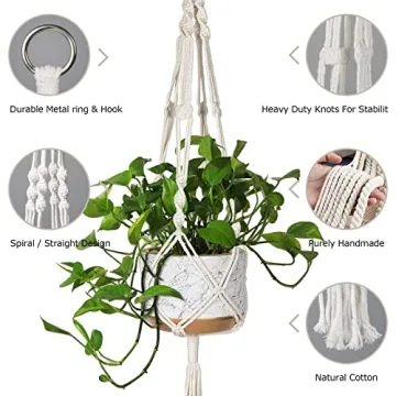 Stylish 3 Pack Macrame Plant Hangers for Indoor/Outdoor