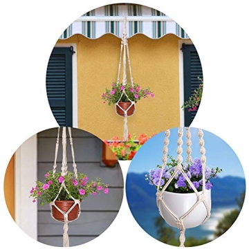 Stylish 3 Pack Macrame Plant Hangers for Indoor/Outdoor