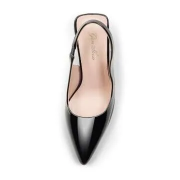 GENSHUO Women's Close Pointed Toe Black High Stiletto Heels Pump Slingback Party Prom Dress Shoes Size 7