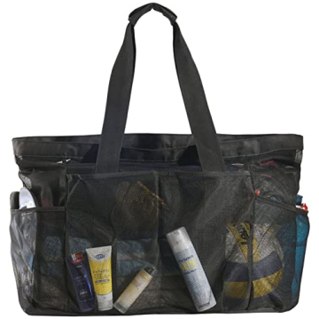 Fiezkaa XL Mesh Beach Bag - Sandproof, Spacious Family Swim Pool Tote