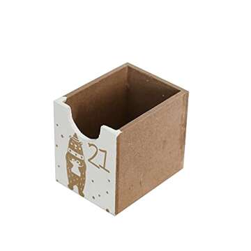 PIONEER-EFFORT Christmas Wooden Advent Calendar Book with LEDs White & Gold Christmas Reindeer Countdown Holiday Gifts with 24 Drawers Adults Kids Home Decoration (White&Gold,with light)