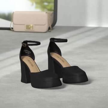 DREAM PAIRS Women's Chunky Platform High Heels Closed Toe Block Ankle Strap Dress Wedding Party Pump...