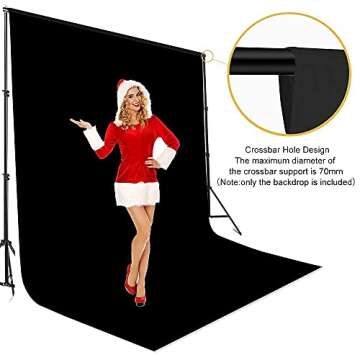 MOUNTDOG 6.5 x 10ft Black Backdrop Background for Photography, Polyester Fabric Chromakey Black Photo Backdrop Curtain Background Screen Collapsible Seamless for Photo Video Studio(Stand NOT Included)