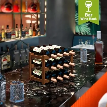 BMOSU Bamboo Wine Rack - 12 Bottle Countertop Storage