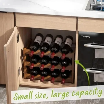 BMOSU Bamboo Wine Rack - 12 Bottle Countertop Storage