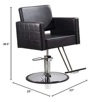 FlagBeauty Black Hydraulic Barber Styling Chair Hair Beauty Salon Equipment Round Base