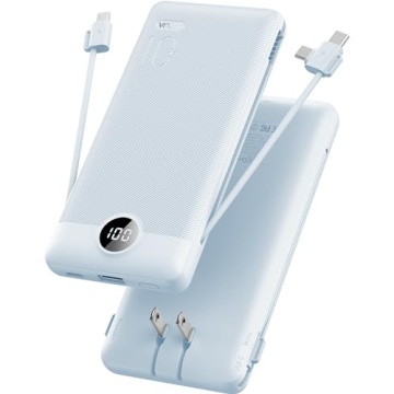 10000mAh VRURC Portable Charger with Built-in Cables