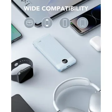 10000mAh VRURC Portable Charger with Built-in Cables