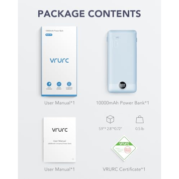 10000mAh VRURC Portable Charger with Built-in Cables