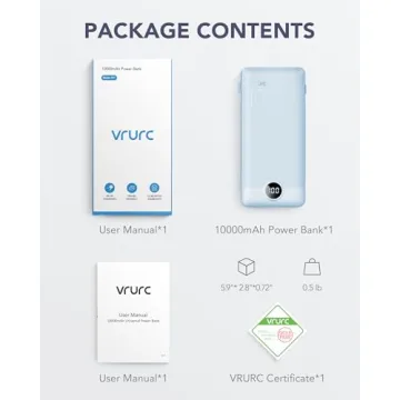 10000mAh VRURC Portable Charger with Built-in Cables