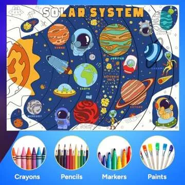 Giant Coloring Poster - 43.3 x 31.4" Large Coloring Poster for Kids - Thick Paper Jumbo Coloring Poster w/ Dinosaur, Under the Sea, Outer Space Designs - Coloring Table Cloth for Kids