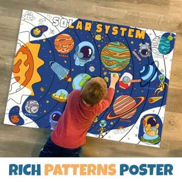 Giant Coloring Poster - 43.3 x 31.4" Large Coloring Poster for Kids - Thick Paper Jumbo Coloring Poster w/ Dinosaur, Under the Sea, Outer Space Designs - Coloring Table Cloth for Kids