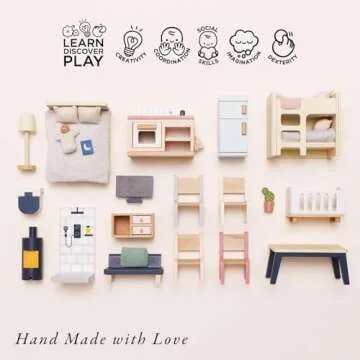 Le Toy Van - Wooden Dolls House Full Starter Furniture & Accessories Play Set for Dolls Houses | Girls or Boys Dolls House Furniture Sets - Suitable for Ages 3+