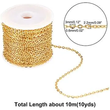 PH PandaHall 32 ft Golden Iron Cross Chains for DIY Jewelry Making