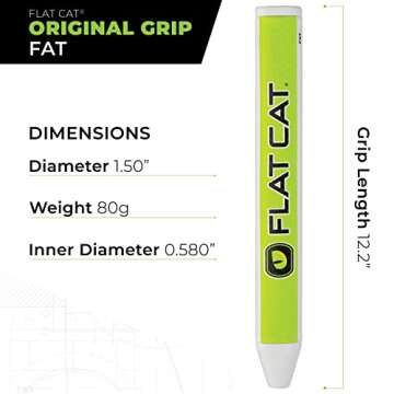 FLAT CAT Original Fat Putter Golf Grip - Patented Face-Squaring Design for Enhanced Feel & Control, ...
