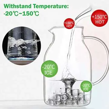 Durable 88OZ Glass Pitcher for Hot & Cold Beverages
