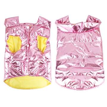 Idepet Dog Puppy Winter Coat Pet Cat Cute Warm Outfit Vest Cloth Apparel Doggy Cold Weather Jacket Hoodie for Chihuahua Teddy Poodle Pomeranian (XL, Pink)