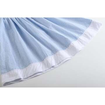 Lil Cactus Blue Gingham Bunny Smocked Bishop Dress, 2T