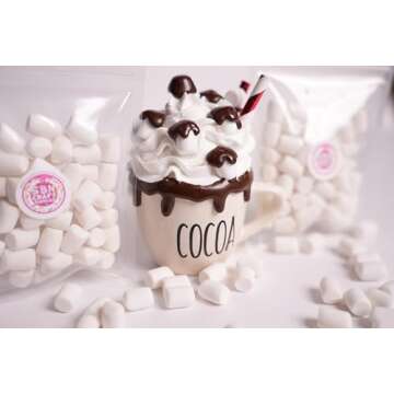 SBN Craft Supplies 50pc White Small Simulation Marshmallow Set - Realistic Hard Resin Fake Marshmall...